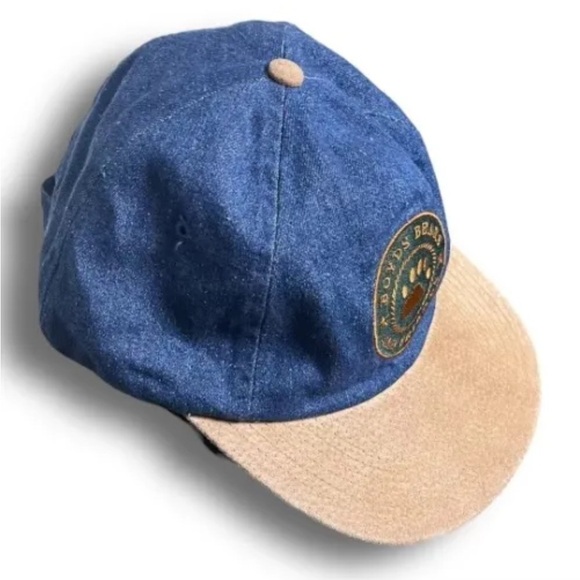 Vintage Boyds Bears And Friends Bearwear Denim/Suede Baseball Cap Adjustable Hat - Picture 2 of 7
